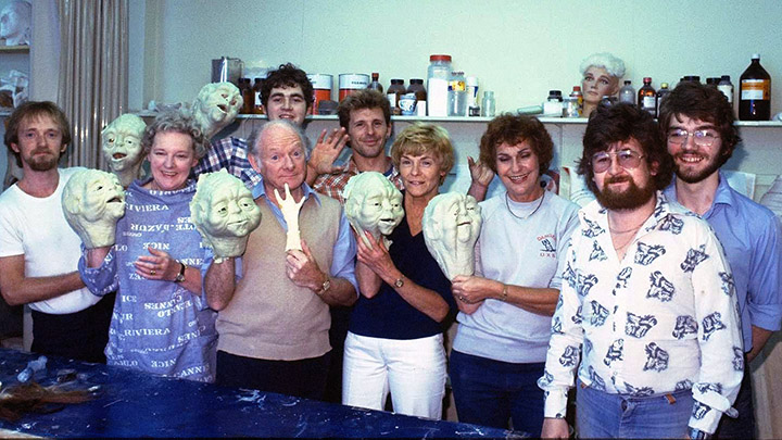 Stuart Freeborn's team with Yoda modelling